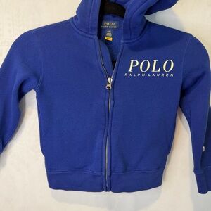 Polo Ralph Lauren Boys Blue Zip Hoodie Sweatshirt 4T Big Logo